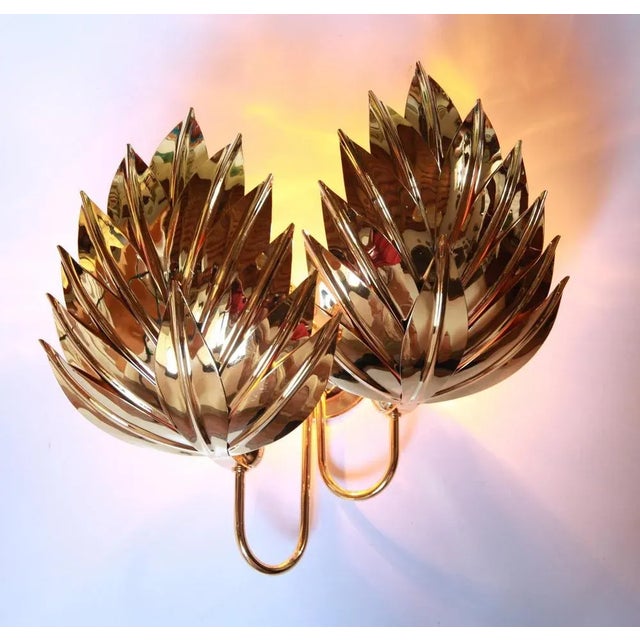 Large Gilt Brass Palm Wall Lamp from Maison Jansen, 1970s For Sale - Image 4 of 18