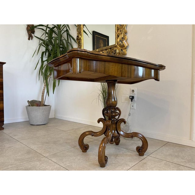 Original restored Wilhelminian style game table chess table Dimensions: Height x width x depth 77 x 96 x 47 (open state 96...