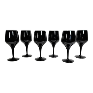 1970s - 1980s Black Tulip Stemware Midcentury Set of 6