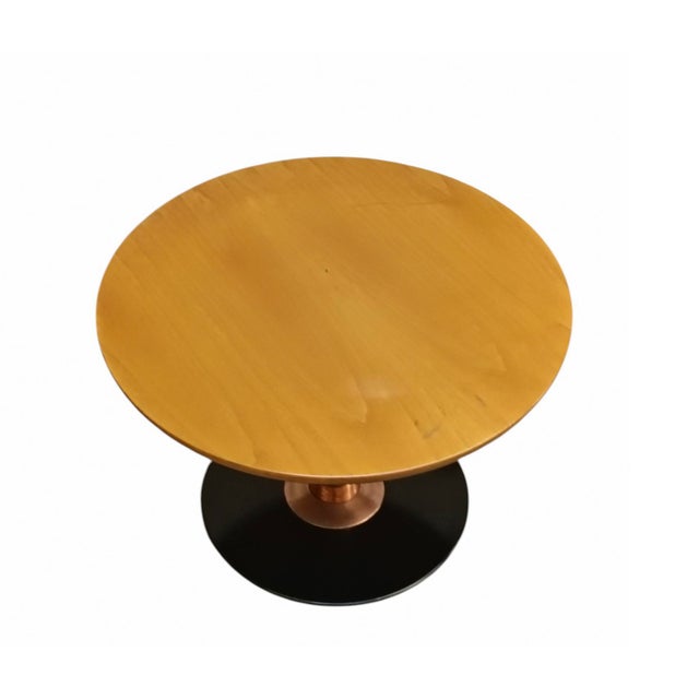 Black Circular Brass, Copper, and Lacquered Metal Coffee Table, Italy, 1970s For Sale - Image 8 of 10