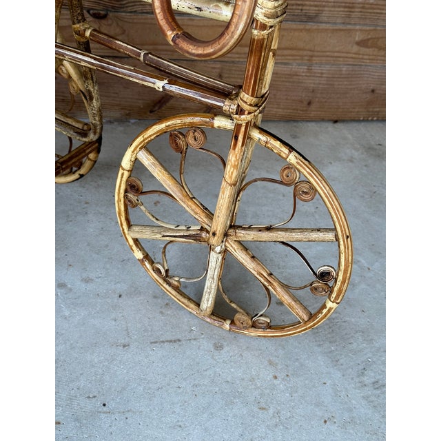 Vintage Coastal Bentwood Rattan Tricycle Planter Chairish