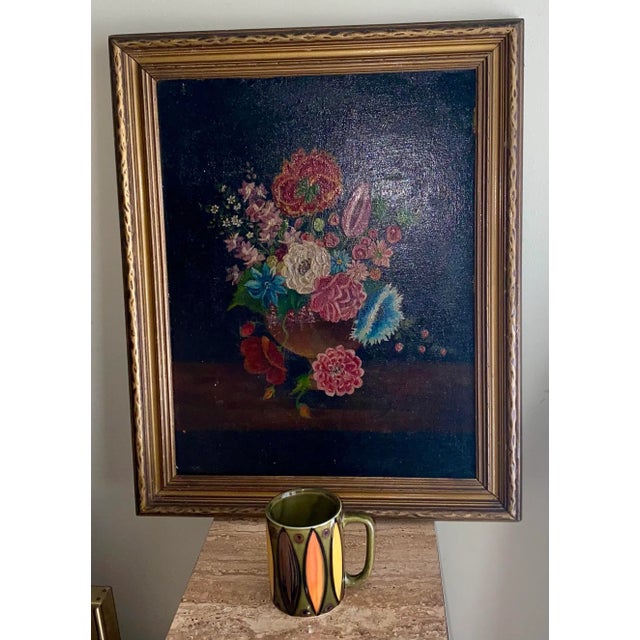 American Antique Still Life Flower Painting Signed For Sale - Image 3 of 9