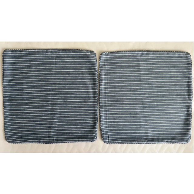 Textile Cowtan & Tout Blue and White Stripe Pillow Covers- a Pair For Sale - Image 7 of 7