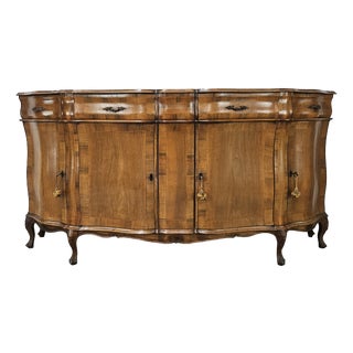 Baroque-Style Walnut Sideboard with Four Doors and Four Drawers, 1960 For Sale