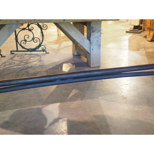 A French 1970s Wrought Iron and Brass Dining Table With Smoked Glass Top For Sale - Image 4 of 18