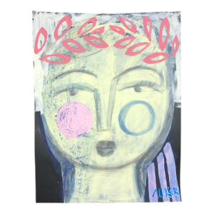 Contemporary Original Mixed Media Painting on Paper “Pink Garland” by Auker