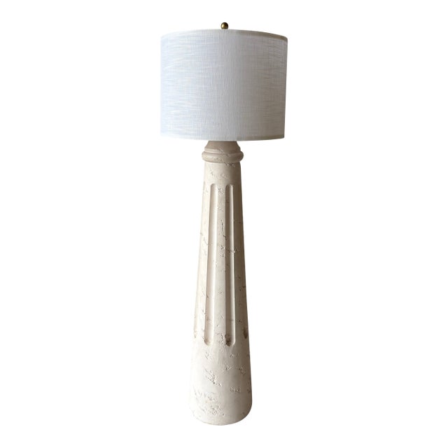 Vintage Greek Column Style Floor Lamp in Textured Plaster Finish For Sale