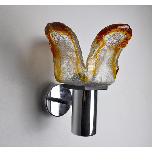 1960s Frosted Murano Glass Wall Lamp from Mazzega, Italy, 1960s For Sale - Image 5 of 8