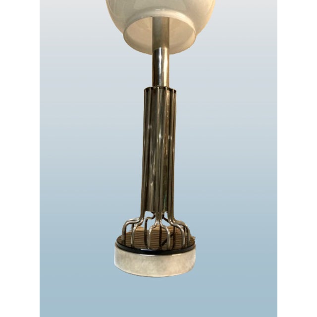 Metal Art Deco Glass and Metal Table Lamp, 1950s For Sale - Image 7 of 11