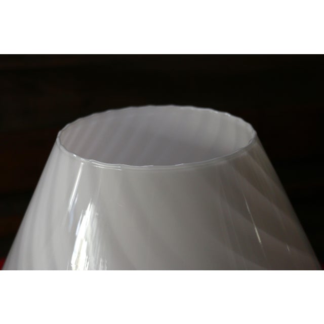 Glass Vintage Pair of Murano Glass “Mushroom” Swirl Table Lamps – Italy, 1970s For Sale - Image 7 of 18