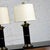Metal Late 20th Century Hollywood Regency Black & Brass Plated Column Table Lamps With Asian Finials a Pair For Sale - Image 7 of 12