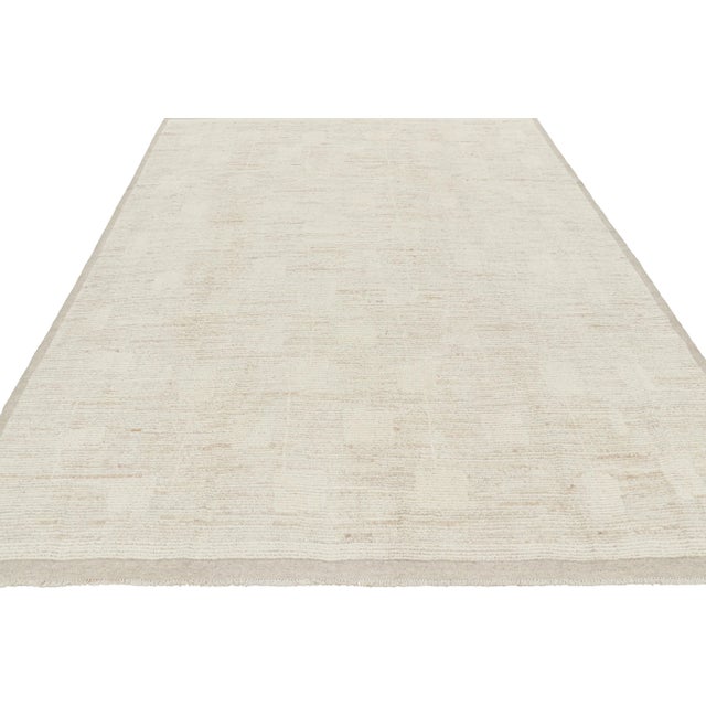 Rug & Kilim’s Modern Textural Rug in Cream White With Ribbed Patterns ...