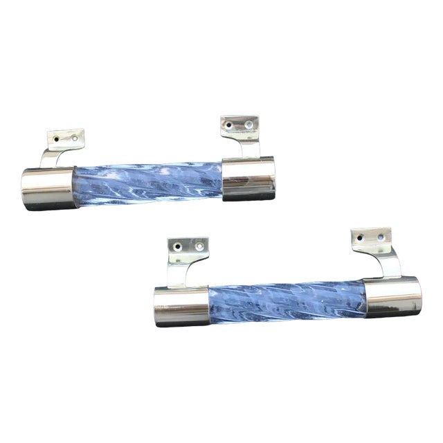 Torcello Handles in Murano, Brass & Glass from Venini, 1950s, Set of 2 For Sale