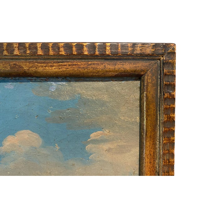 A beautiful oil painting depicting figures and vessels on a serene lake, from the esteemed personal Collection of Michel...