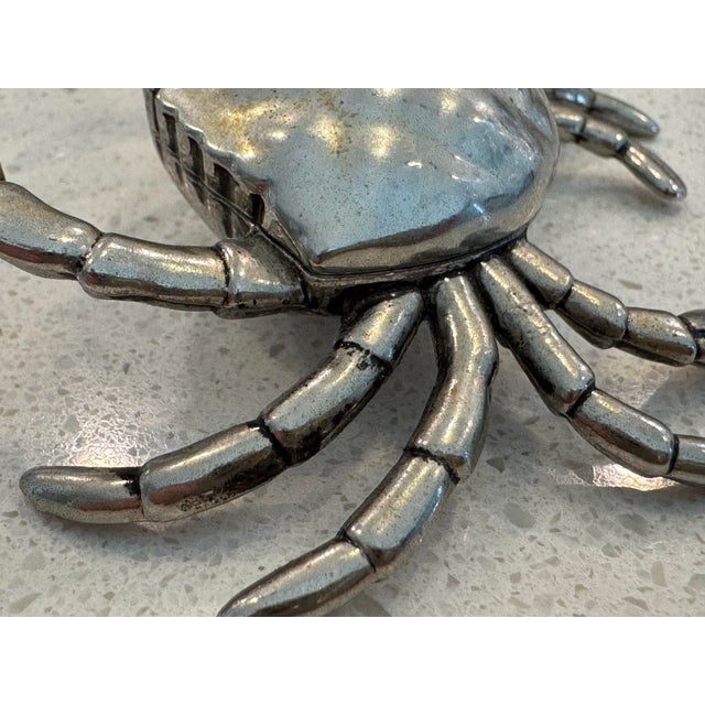 Coastal Silver Crab Salt and Pepper Shakers - Set of 2 For Sale - Image 3 of 12