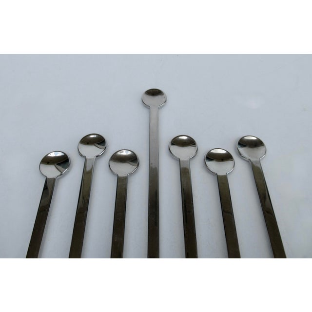 Silver 1990s Postmodern Waterford Polished Silver Cocktail Stirrer Spoons & Cocktail Stirrer Spoon - 7 Pieces For Sale - Image 8 of 11