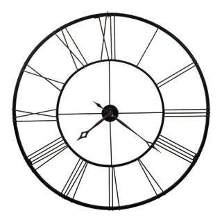 Vintage Industrial Howard Miller "Postema" 49" Oversized Wrought-Iron Wall Clock For Sale