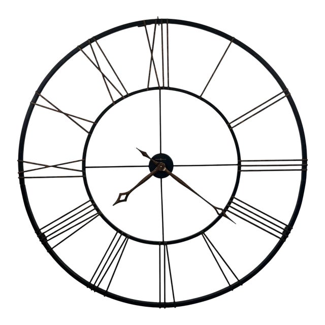 Vintage Industrial Howard Miller "Postema" 49" Oversized Wrought-Iron Wall Clock For Sale