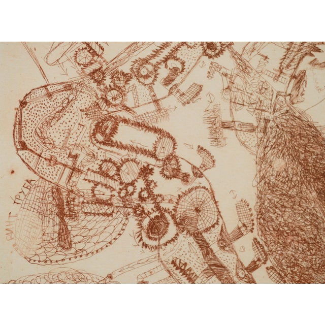 Abstract "Ofort / Instantly", Miniature Abstract Expressionist Russian Etching by R Silvestre For Sale - Image 3 of 5