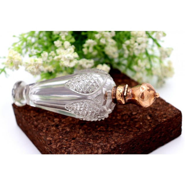 Glass Perfume Bottle with Gold Lid For Sale - Image 4 of 7