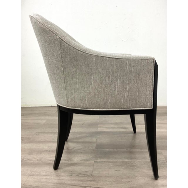 Original retail $1465, stylish Caracole Modern Gray Next Course Arm Chair, chocolate brown wood frame, gray performance...