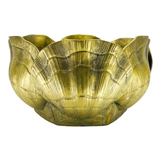 1970s Large Brass Seashell Planter For Sale