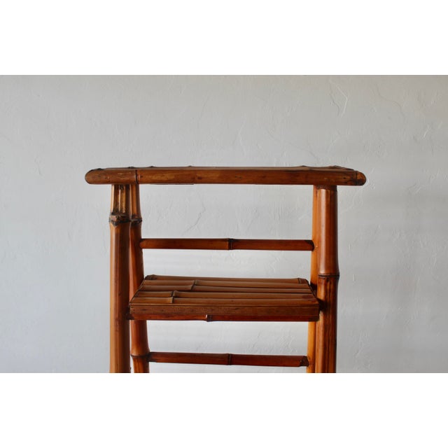Vintage Bamboo Tall Ladder Style Etagere Display Stand Mid-Century For Sale - Image 4 of 16