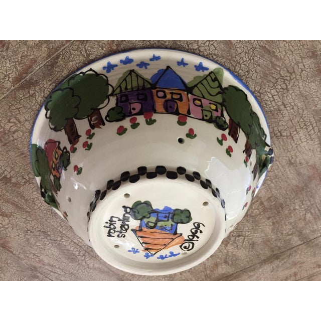 1990s Robin Sterling Handmade Ceramic Serving Bowl/ Colander For Sale - Image 4 of 7