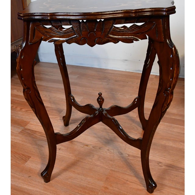 Wood 1930s French Walnut & Satinwood Inlay Pair of Side Tables / End Tables For Sale - Image 7 of 11