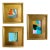 Curated Set of 3 Framed Mini Paintings in Turquoise and Lavender by Jessalin Beutler For Sale
