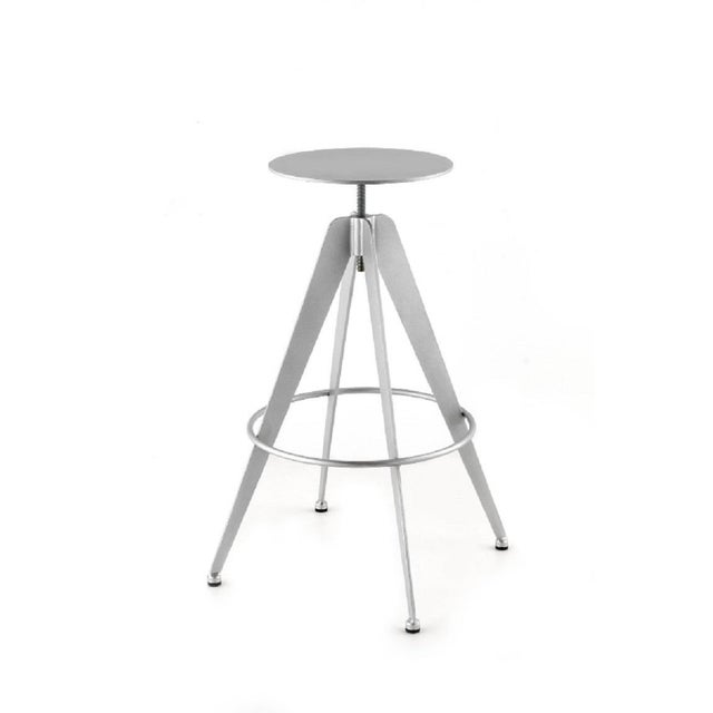 New Industrial Wrought Iron Shop Stool with Oak Seat For Sale In Miami - Image 6 of 6