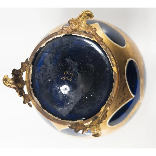 19th Century Cobalt Blue-Amethyst Purple Glass Gilt Dresser Box For Sale - Image 11 of 12