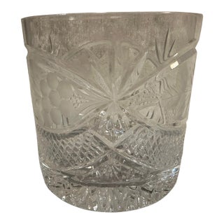 Vintage Large Crystal Glass/Vase/ Flat Bottom Bowl For Sale