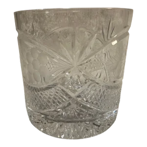 Vintage Large Crystal Glass/Vase/ Flat Bottom Bowl