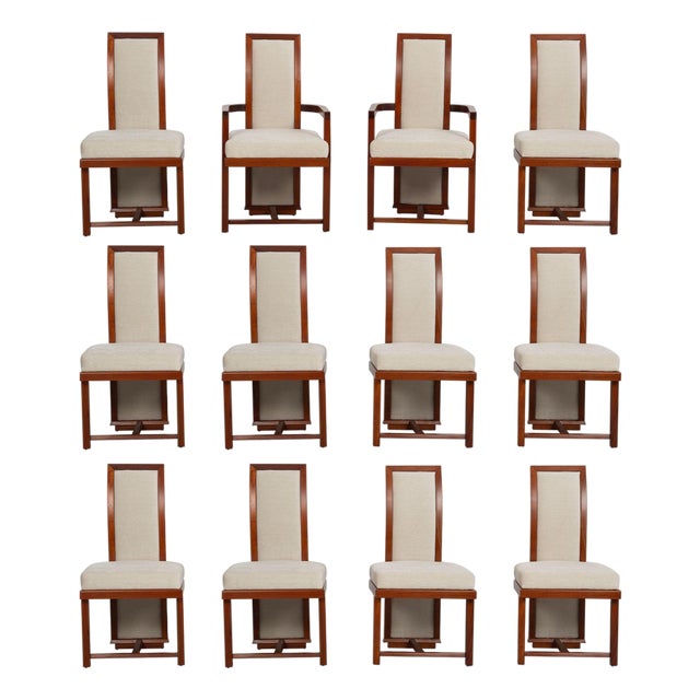 1950s Frank Lloyd Wright for Henredon Set of Twelve Taliesin Dining Chairs For Sale