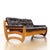 1970s Brown Leather Sofa Teak Sculptural Form For Sale - Image 11 of 15
