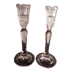1980s Marquis by Waterford Crystal Ireland Candlestick Holders - Set of 2