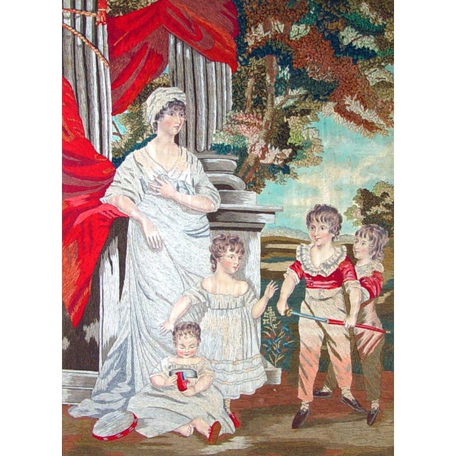 Regency Silk and Wool Needlework Portrait of Lady Anne Lambton and Family After John Hoppner Circa 1800–1820 For Sale - Image 9 of 10