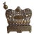 Rare 19thC Polish Brass Hanukkah Menorah Oil Lamp Crown Lions Judaica For Sale