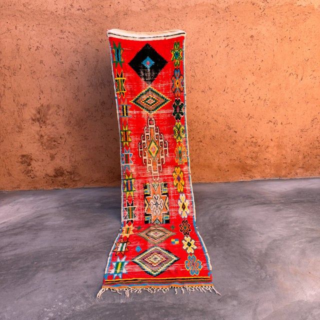 Red Vintage 3x10 Ft Moroccan Runner Rug For Sale - Image 8 of 9