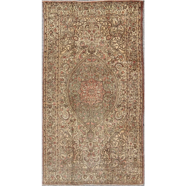 Vintage Turkish Sivas With Floral Central Medallion in Coral and Earthy Tones For Sale - Image 9 of 9