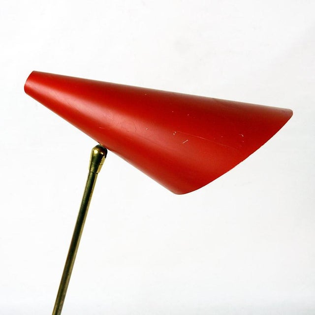 Black Mid-Century Austrian Brass and Iron Table Lamp attributed to J. T. Kalmar, 1950s For Sale - Image 8 of 15