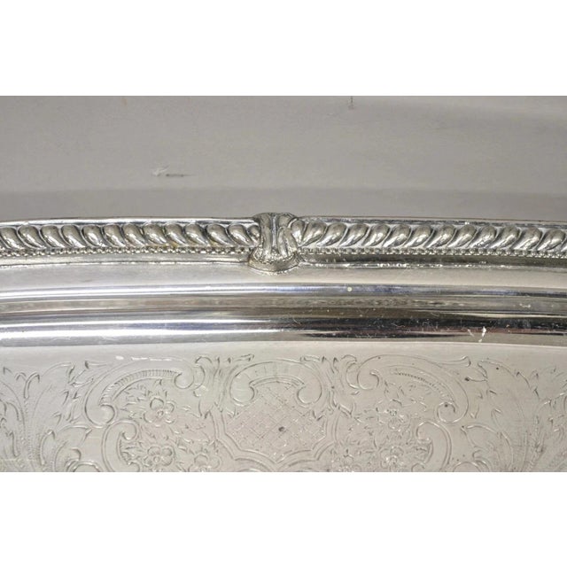 Early 20th Century Vintage Victorian Silver Plated Regency Twin Handle Bar Platter Serving Tray For Sale - Image 5 of 11