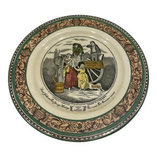 Vintage Adams "Cries of London" Transferware Plate With Green Trim For Sale