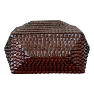 Vintage Boho Tramp Art Wooden Box For Sale