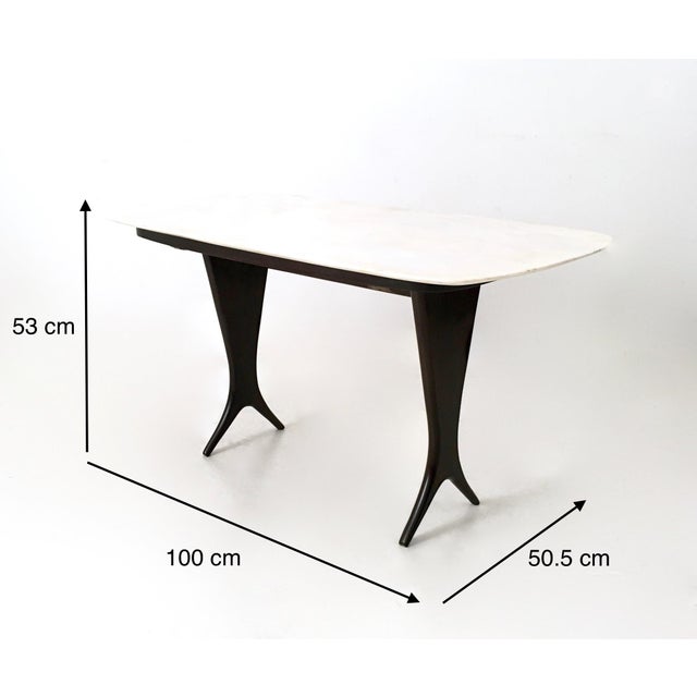 Vintage Coffee Table with Carrara Marble Top attributed to Guglielmo Ulrich For Sale - Image 12 of 13