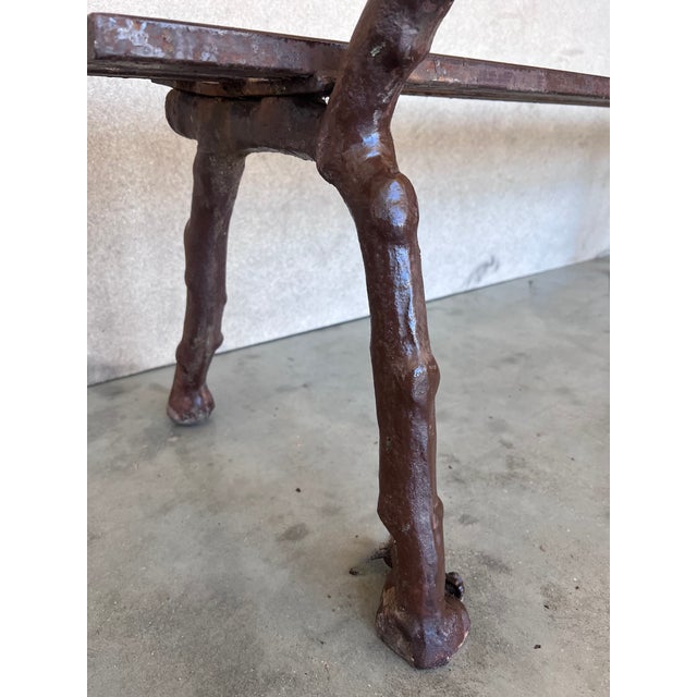 Metal 19th Century French Provincial Brown Garden Bench With Cast Iron Legs For Sale - Image 7 of 8