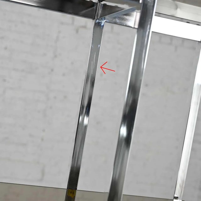 Mid-Century Modern Bow Shape Chrome Etagere 5 Smoked Glass Shelves Style of James David or Dia For Sale - Image 10 of 12