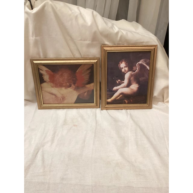 This charming pair of vintage prints featuring figures from Renaissance or BAROGUE artwork. One print depicts an angel...