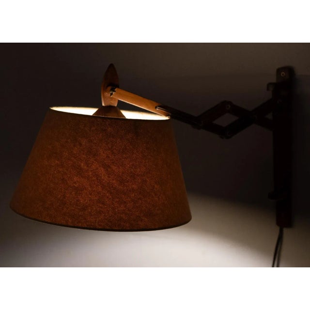 Teak Scissor Wall Lamp, the Netherlands, 1960s For Sale - Image 9 of 11
